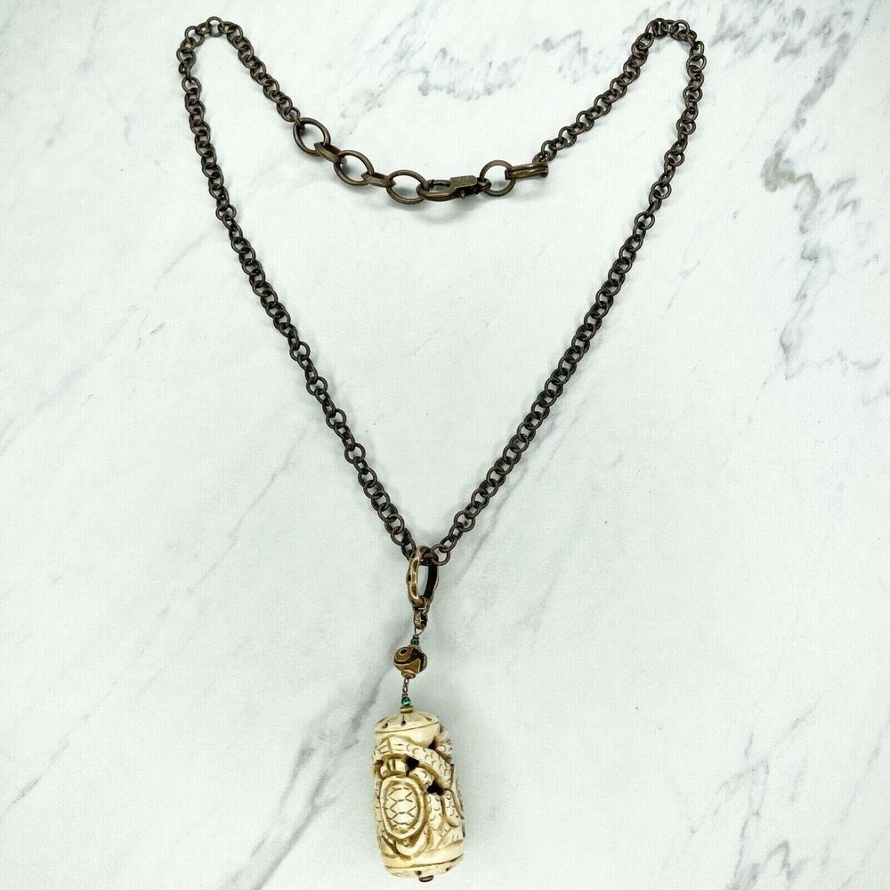 Totem Style Beaded Pendant Boho Necklace